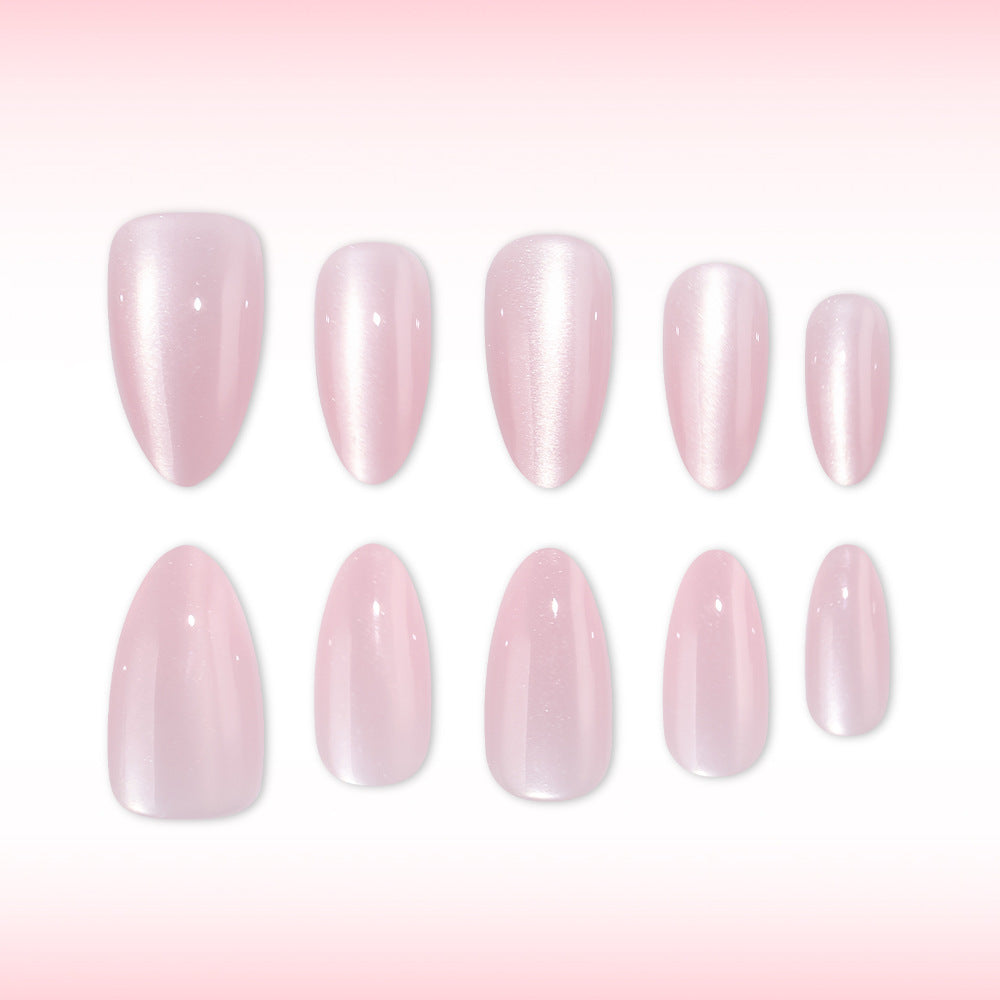 24pcs/Set Nude Pink Cat Eye Press-On Nails