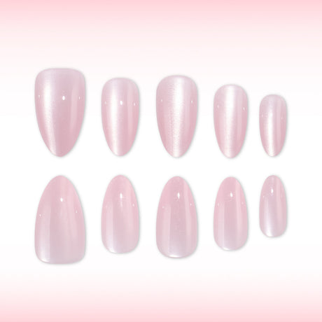 24pcs/Set Nude Pink Cat Eye Press-On Nails