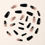 24pcs/Set Dark Gradient Glitter Butterfly Press-On Nails