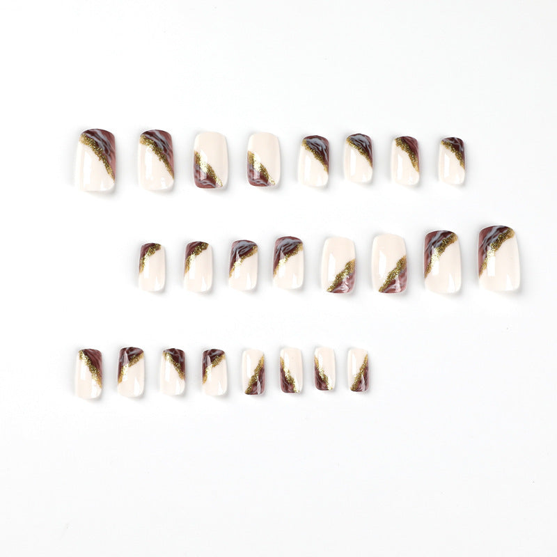 24pcs/Set White Blended Gradient Press-On Nails