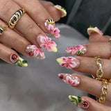 30pcs/Set 3D Floral Ladybug Press-On Nails