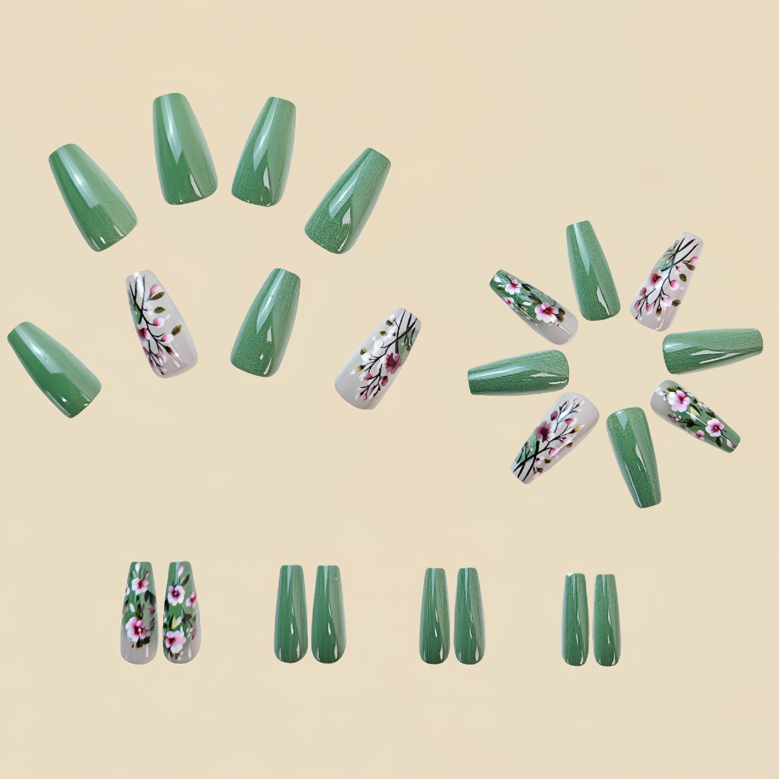 24pcs/Set Plant Flowers Press-On Nails