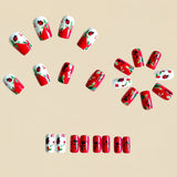24pcs/Set Red Ladybug & Flowers Press-On Nails