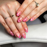 24pcs/Set Pink French Heart Press-On Nails