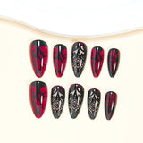 24pcs/Set Graffiti Dark Rose Plaid Press-On Nails