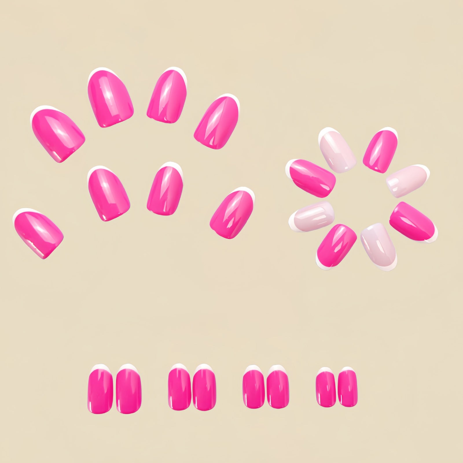 24pcs/Set Pink French Tip Press-On Nails