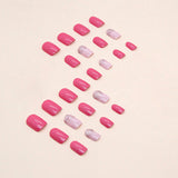 24pcs/Set Minimal Solid Barbie Pink Short Press On Nails