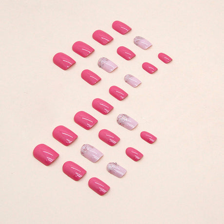 24pcs/Set Minimal Solid Barbie Pink Short Press On Nails