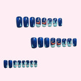 24pcs/Set Blue Christmas Reindeer Press-On Nails