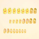 24pcs/Set Oil Painting Texture White Daisies Press-On Nails