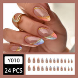 24pcs/Set Gold Glitter Lines Press-On Nails