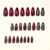 24pcs/Set Graffiti Dark Rose Plaid Press-On Nails