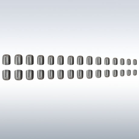 24pcs/Set Gray Cat Eye Press-On Nails
