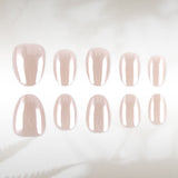 24pcs/Set Nude Apricot Pink Chrome Press-On Nails