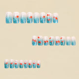 24pcs/Set Blue Underwater Goldfish Press-On Nails