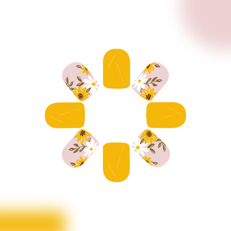 24pcs/Set Sunny Sunflower Press-On Nails