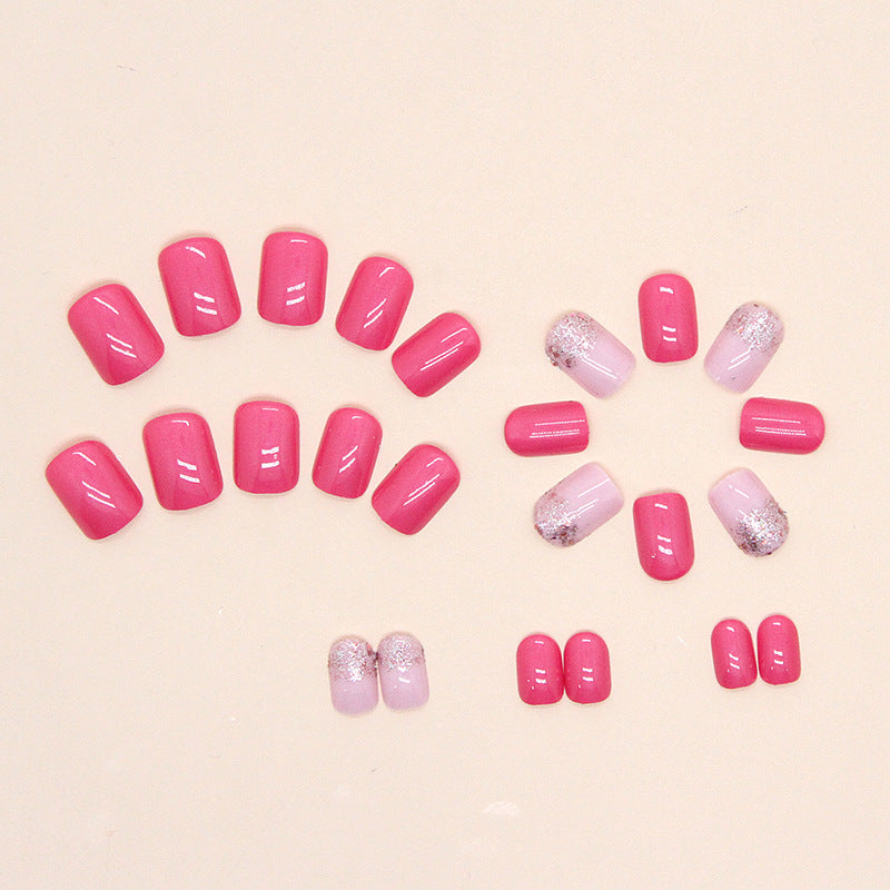 24pcs/Set Minimal Solid Barbie Pink Short Press On Nails