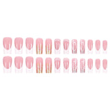 24pcs/Set Glitter Floral White French Press-On Nails
