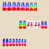 24pcs/Set Multicolor Striped Gradient Heart Press-On Nails