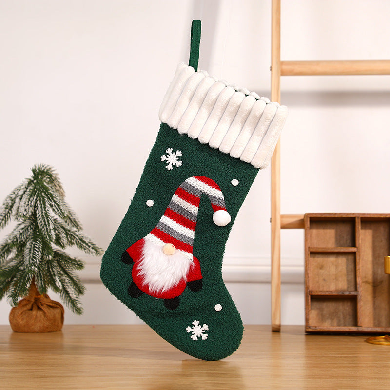 Embroidered Elderly Santa Christmas Stocking