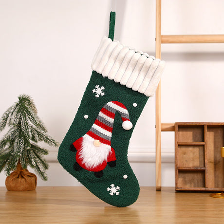 Embroidered Elderly Santa Christmas Stocking