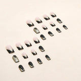 24pcs/Set Glitter Black Press-On Nails