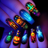 24pcs/Set Pumpkin, Ghost & Alien Elements Press-On Nails