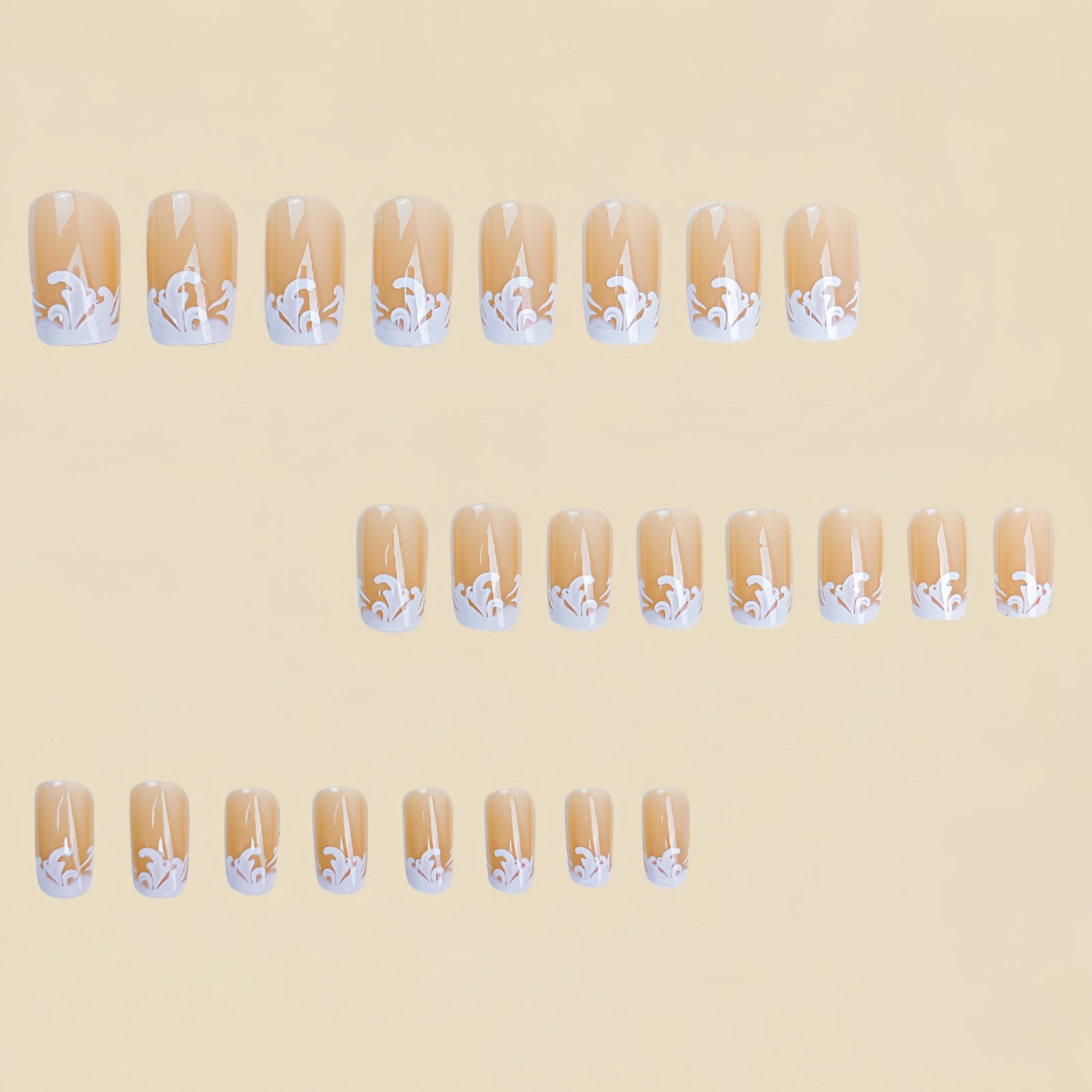 24pcs/Set Flower Short Press-On Nails