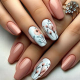 24pcs/Set Autumn Leaves and Small Flowers Press-On Nails