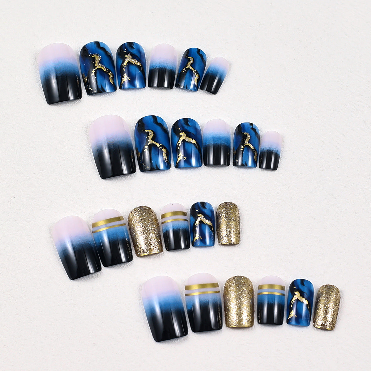 24pcs/Set Blue Ombre Gradient Press-On Nails