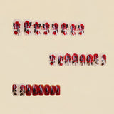 24pcs/Set Valentine’s Red Flowers Press-On Nails