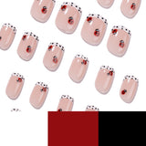 24pcs/Set Polka Dot French Tip with Ladybug Short Press On Nails