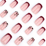 24pcs/Set Leopard Cherry French Press-On Nails