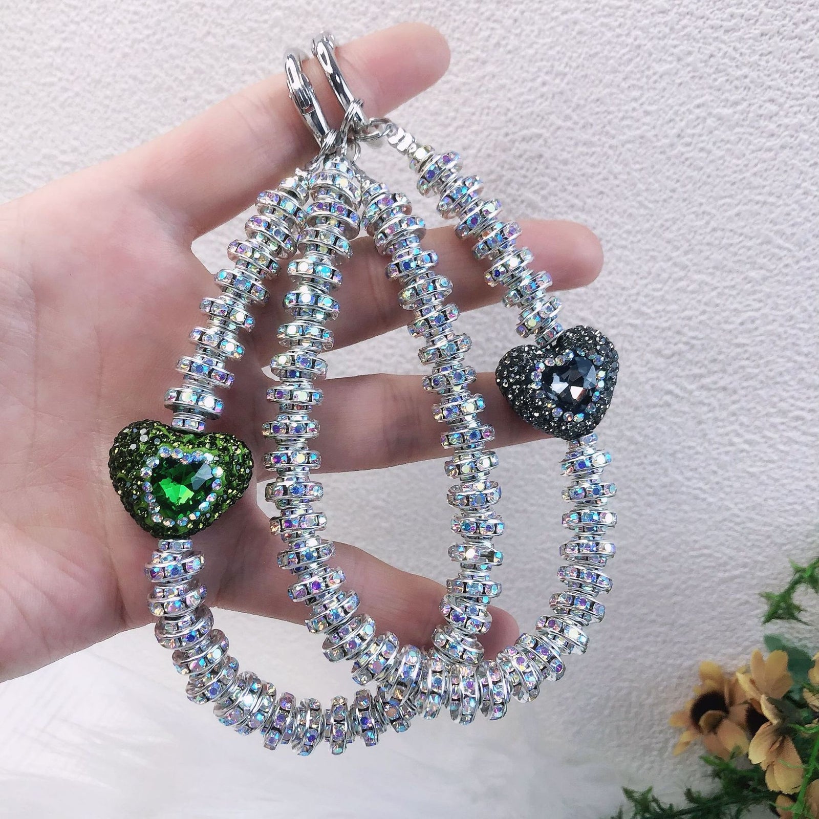 Rhinestone Heart Phone Strap