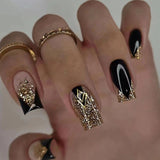 24pcs/Set Glitter Black Press-On Nails