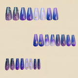 24pcs/Set Blue Sun and Moon French Press-On Nails