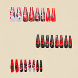 24pcs/Set Black Red Roses Press-On Nails