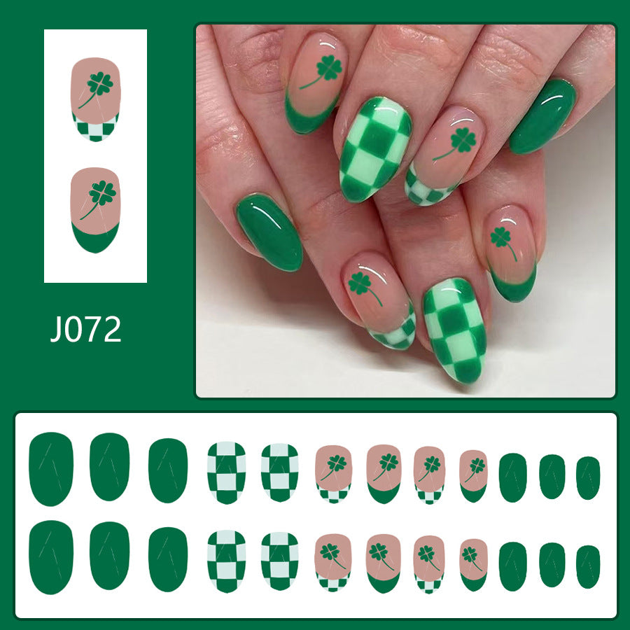 24pcs/Set St. Patrick's Day Four-Leaf Clover Press-On Nails