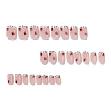 24pcs/Set Polka Dot French Tip with Ladybug Short Press On Nails
