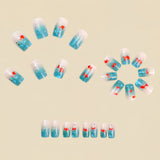 24pcs/Set Blue Underwater Goldfish Press-On Nails