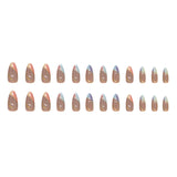 24pcs/Set Gold Glitter Lines Press-On Nails