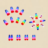 24pcs/Set Multicolor Striped Gradient Heart Press-On Nails