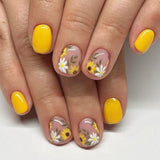 24pcs/Set Sunny Sunflower Press-On Nails