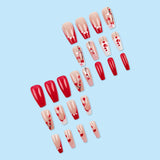 24pcs/Set Red Hearts French Tips Press-On Nails