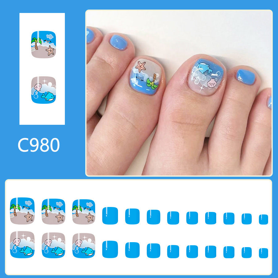 24pcs/Set Stitch (Lilo & Stitch) Press On Toe Nails