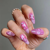 24pcs/Set Heart Starburst Cat Eye Press-On Nails