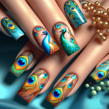 24pcs/Set Peacock Press-On Nails