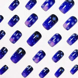 24pcs/Set Blue & Purple Snowflake Press-On Nails