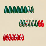 24pcs/Set Blue Green Gold Christmas Press-On Nails
