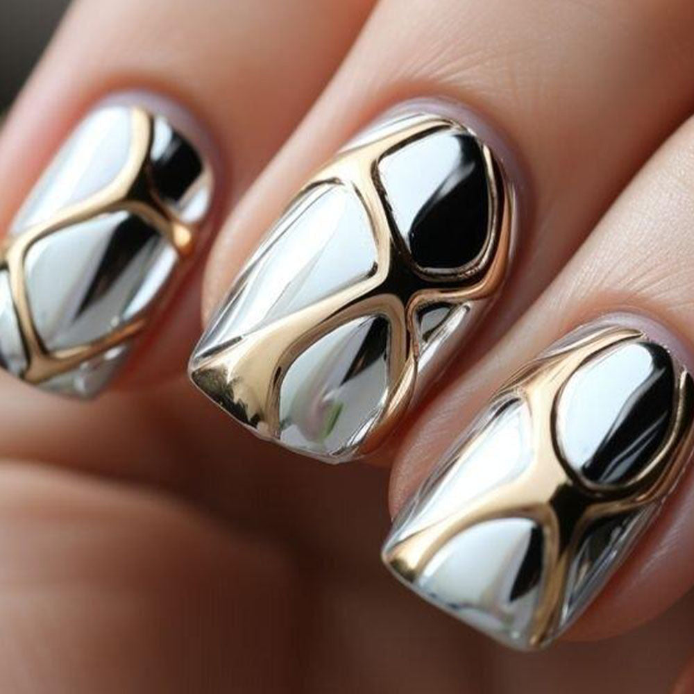 24pcs/Set Geometric Stripes Press-On Nails